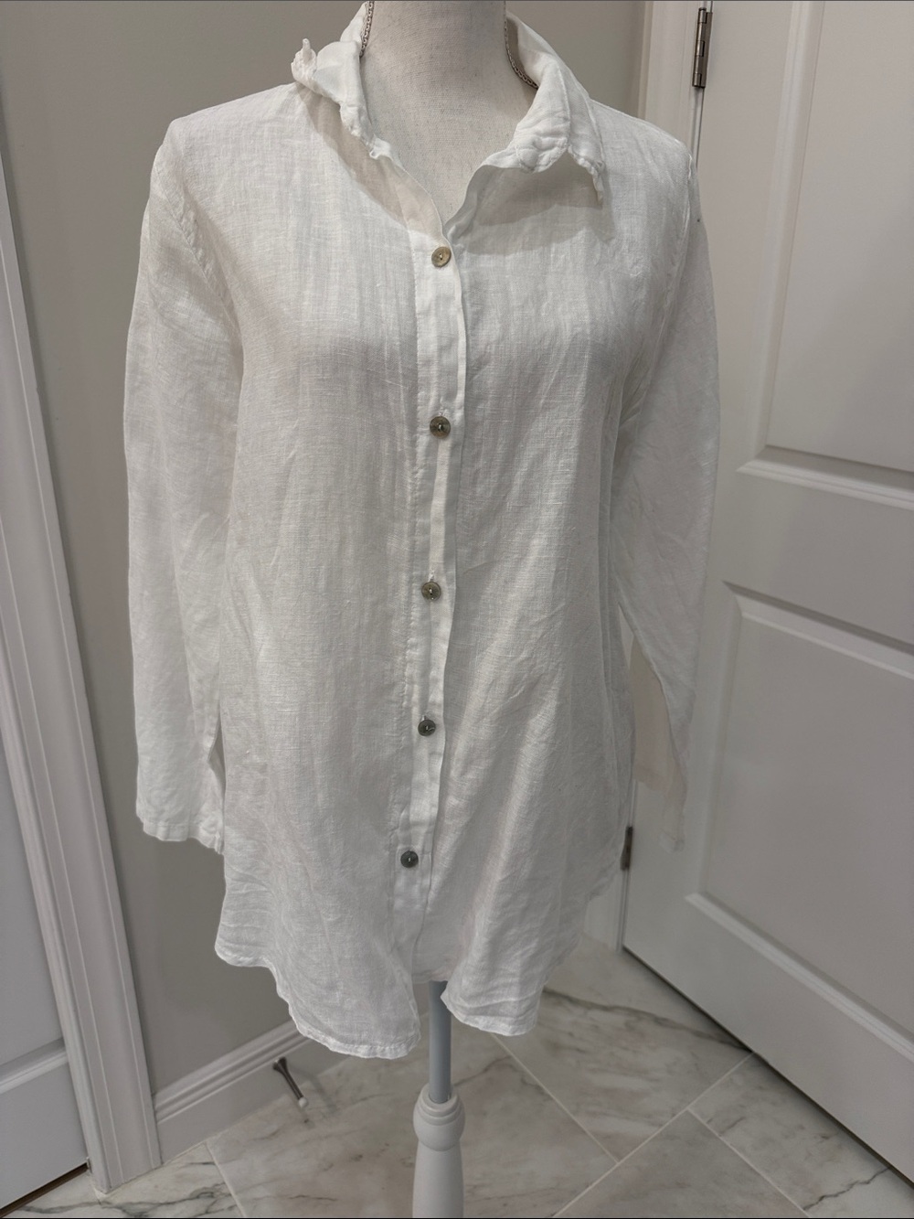 Lightweight White Linen Button-Up Shirt